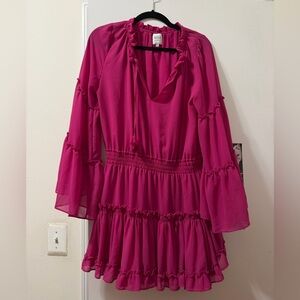 Misa Los Angeles Fuchsia Ruffle Dress